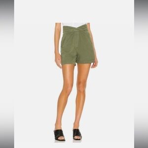 RtA Ellena Pleated Waistband Short in Military Green Size 26
